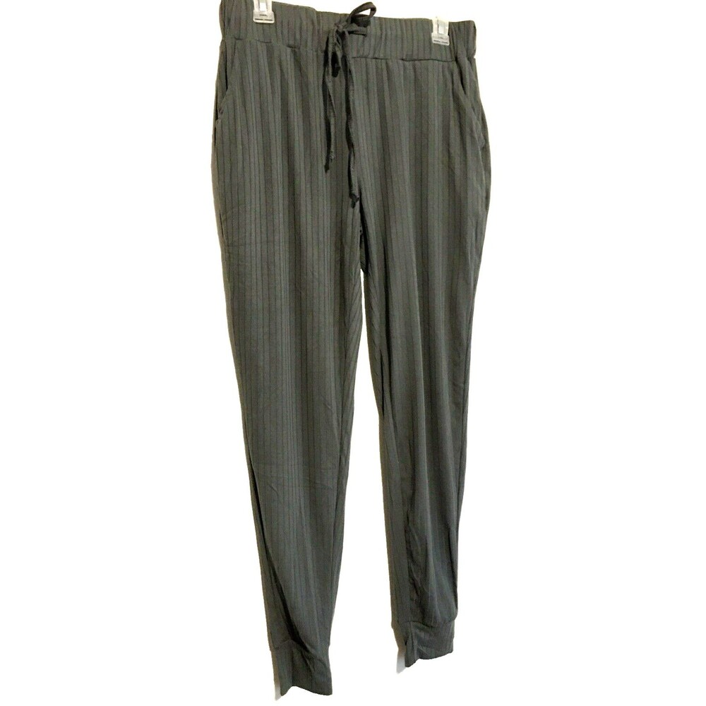 Rainbow Charcoal Gray Ribbed Knit Drawstring Women Joggers Pants Size Medium